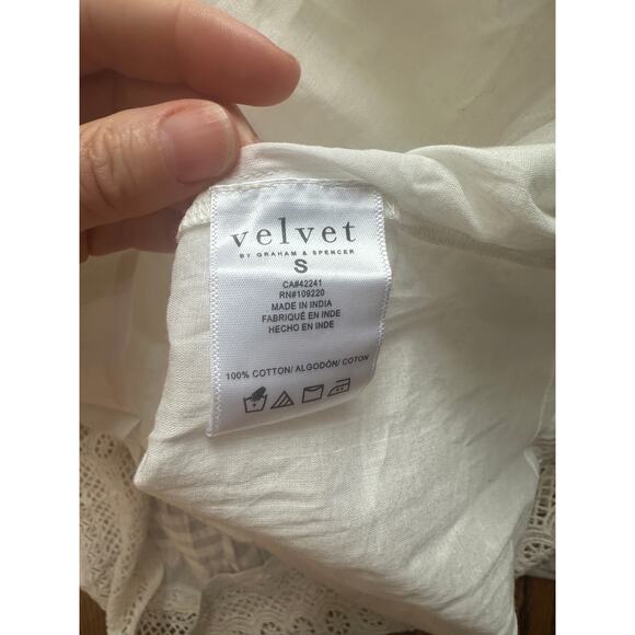 Velvet by Graham & Spencer White Cotton Eyelet Midi Dress Women’s Small NWT - Picture 8 of 8